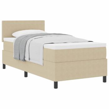 Boxspringbett mit Matratze Hellgrün Grau 80x200 cm Cordstoff