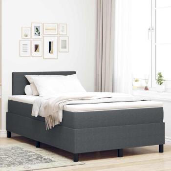 ARDEBO.de - Boxspringbett mit Matratze Dunkelgrau Kleines Doppelbett Cordstoff