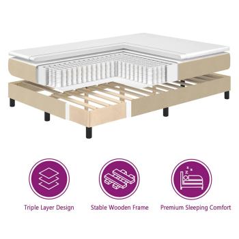 Boxspringbett mit Matratze & LED Licht Grün Grau 80x200 cm Cordstoff