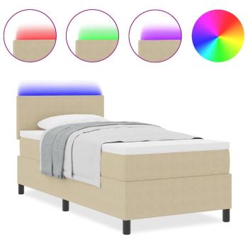 Boxspringbett mit Matratze & LED Licht Grün Grau 80x200 cm Cordstoff