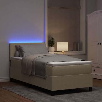 Boxspringbett mit Matratze & LED Licht Grün Grau 80x200 cm Cordstoff