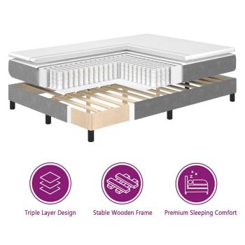 Boxspringbett mit Matratze & LED Licht Grau 80x200 cm Cordstoff