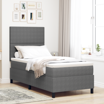 Boxspringbett mit Matratze & LED Licht Grau 80x200 cm Cordstoff