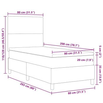 Boxspringbett mit Matratze & LED Licht Grün Grau 80x200 cm Rippstoff