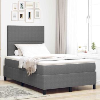 ARDEBO.de - Boxspringbett mit Matratze & LED Licht Grau Klein Doppel Cordstoff