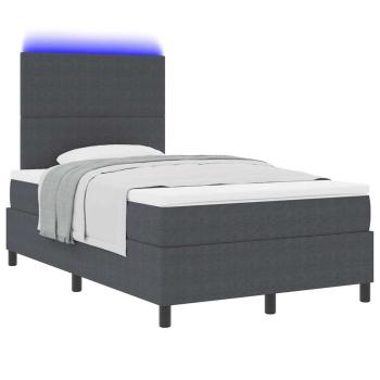 Boxspringbett mit Matratze & LED Dunkelgrau Kleines Doppel Cordstoff