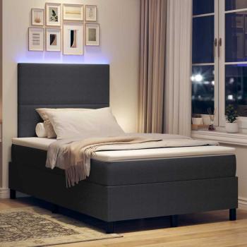 Boxspringbett mit Matratze & LED Dunkelgrau Kleines Doppel Cordstoff