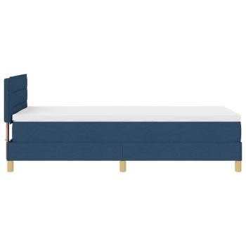 Blaues Boxspringbett mit Matratze 90x190 cm Stoff