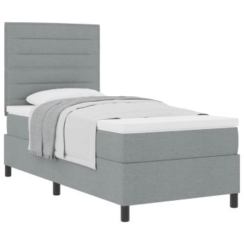 ARDEBO.de - Boxspringbett mit Matratze Hellgrau 80x200 cm Stoff