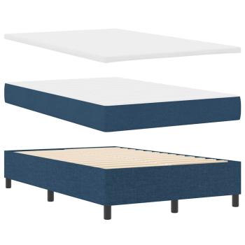 Boxspringbett mit Matratze Blau Kleines Doppel Stoff