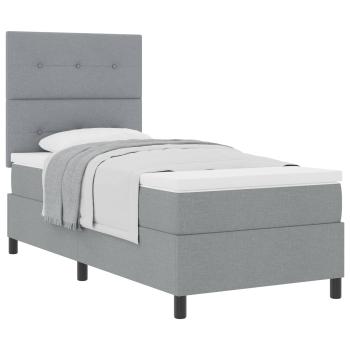 Boxspringbett mit Matratze Hellgrau 80x200 cm Stoff