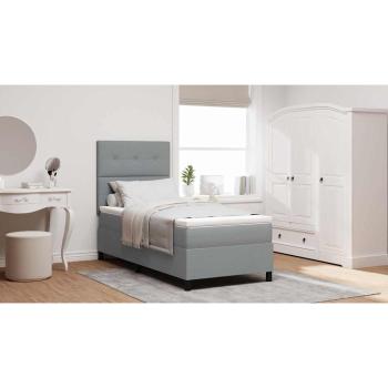Boxspringbett mit Matratze Hellgrau 80x200 cm Stoff