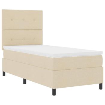 Cremefarbenes Boxspringbett mit Matratze 80x200 cm Stoff