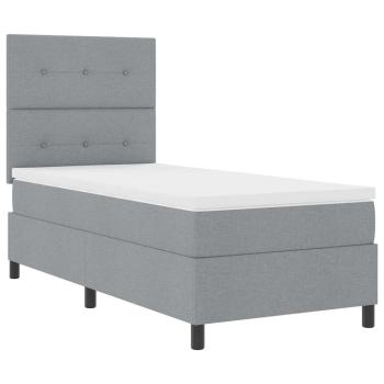 Boxspringbett mit Matratze Hellgrau Einzelstoff