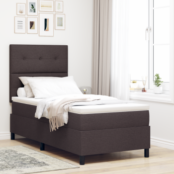 Boxspringbett mit Matratze Dunkelbraun Einzelstoff