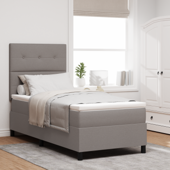 Boxspringbett mit Matratze Taupe Einzelstoff