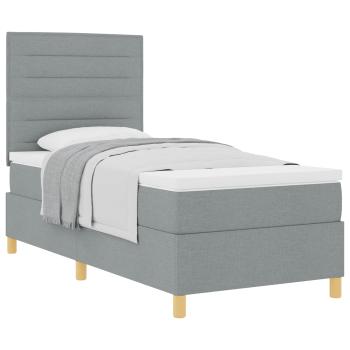 Boxspringbett mit Matratze hellgrau Einzelstoff
