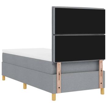 Boxspringbett mit Matratze hellgrau Einzelstoff