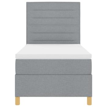 Boxspringbett mit Matratze hellgrau Einzelstoff