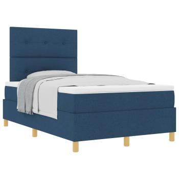 ARDEBO.de - Boxspringbett mit Matratze Blau Kleines Doppelbett Stoff