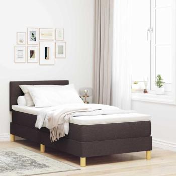 ARDEBO.de - Boxspringbett mit Matratze & LED Dunkelbraun 90x190 cm Stoff