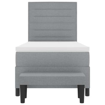 Boxspringbett mit Matratze & Bank Hellgrau 80x200 cm Stoff