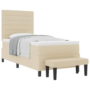 ARDEBO.de - Boxspringbett mit Matratze & Bank Creme 80x200 cm Stoff