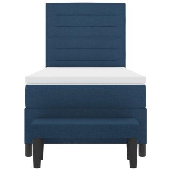 Boxspringbett mit Matratze & Bank Blau 80x200 cm Stoff