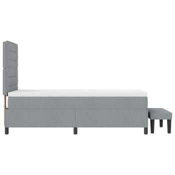 ARDEBO.de - Boxspringbett mit Matratze & Bank hellgrau 90x190 cm Stoff