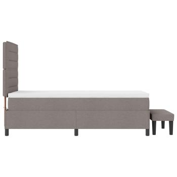 ARDEBO.de - Boxspringbett mit Matratze & Bank Taupe 90x190 cm Stoff