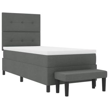 Boxspringbett mit Matratze und Bank Dunkelgrau 80x200 cm Stoff