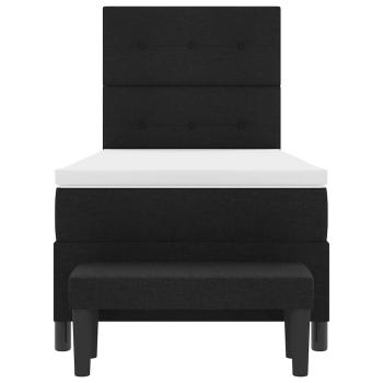 Boxspringbett mit Matratze & Bank Schwarz 80x200 cm Stoff