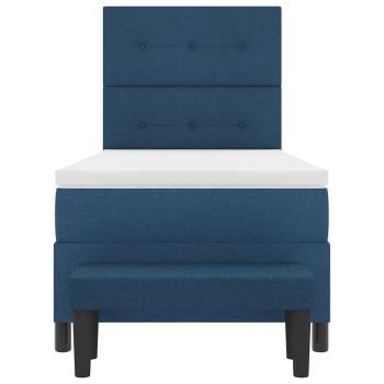 Boxspringbett mit Matratze & Bank Blau 80x200 cm Stoff