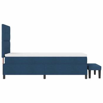 Boxspringbett mit Matratze & Bank Blau 80x200 cm Stoff