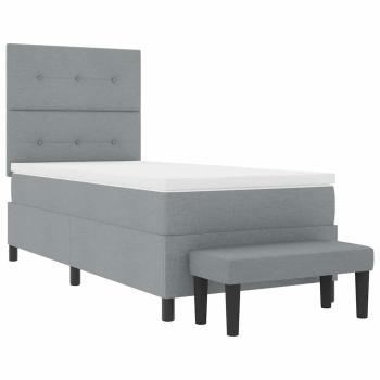 Boxspringbett mit Matratze & Bank Hellgrau 90x190 cm Stoff