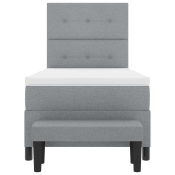 Boxspringbett mit Matratze & Bank Hellgrau 90x190 cm Stoff