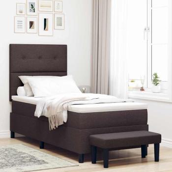 ARDEBO.de - Boxspringbett mit Matratze & Bank Dunkelbraun 90x190 cm Stoff