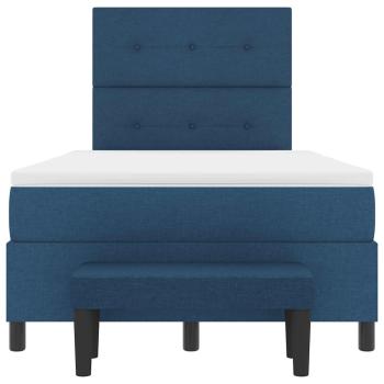 Boxspringbett mit Matratze & Bank Blau 120x190 cm Stoff