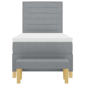 Boxspringbett mit Matratze & Bank in Hellgrau 90x190 cm