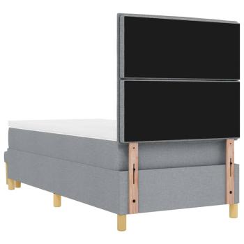 Boxspringbett mit Matratze & Bank in Hellgrau 90x190 cm