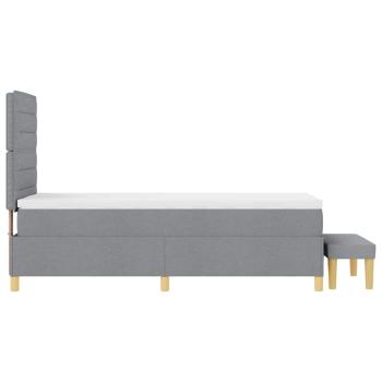Boxspringbett mit Matratze & Bank in Hellgrau 90x190 cm