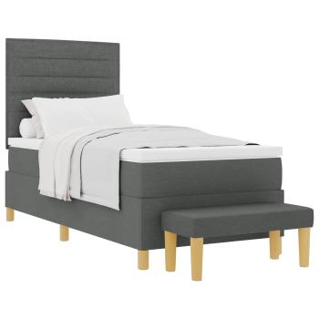 Boxspringbett mit Matratze & Bank Dunkelgrau 90x190 cm Stoff