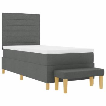 Boxspringbett mit Matratze & Bank Dunkelgrau 90x190 cm Stoff