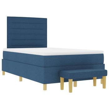 Boxspringbett mit Matratze & Bank Blau 120x190 cm Stoff
