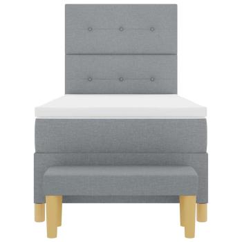 Boxspringbett mit Matratze & Bank Hellgrau 90x190 cm Stoff