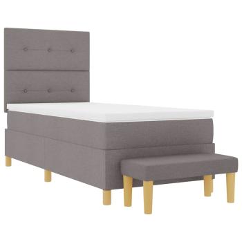 Boxspringbett mit Matratze & Bank Taupe 90x190 cm Stoff