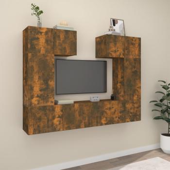 ARDEBO.de - 6-tlg. TV-Schrank-Set Räuchereiche Holzwerkstoff