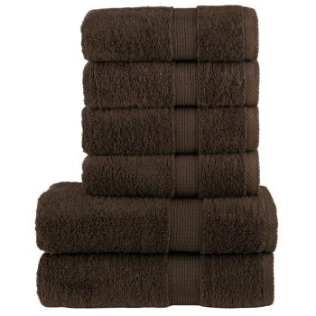 ARDEBO.de - 6 tlg. Premium-Handtuch-Set SOLUND Braun 600 g/m²