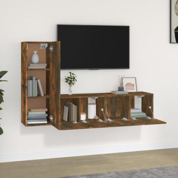 3-tlg. TV-Schrank-Set Räuchereiche Holzwerkstoff