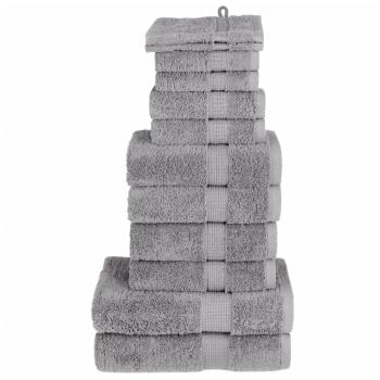 ARDEBO.de - 12 tlg. Premium-Handtuch-Set SOLUND Grau 600 g/m²